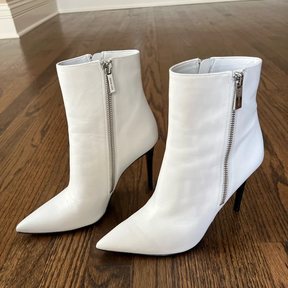 Michael Kors White Pointed Toe Ankle Boots